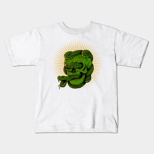 Green skull snake Kids T-Shirt